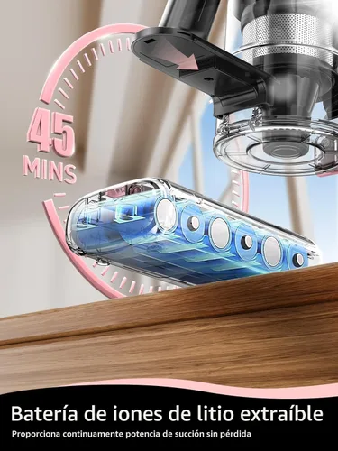 Miniatura 8 de VICEASE Aspiradora inalámbrica, potente succión 8 en 1, aspiradora ligera para el hogar, pantalla LED, 3 modos de succión, aspiradora de batería