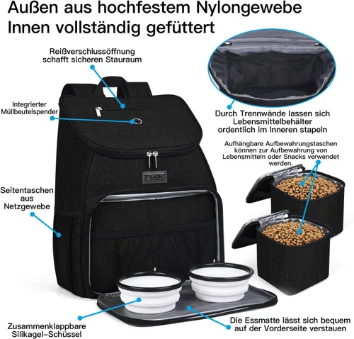 Miniatura 4 de BAGLHER丨Bolsa de viaje para perros, mochila de suministros para mascotas aprobada por aerolíneas, set de accesorios para mochila de viaje