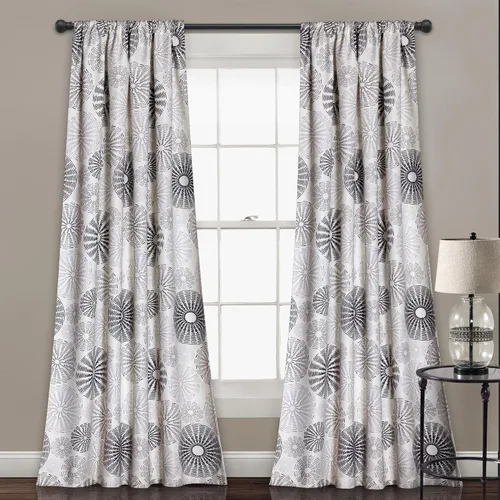 Lush Decor Multi Circles - Par de paneles de cortinas para oscurecer la habitación, 84 x 52 pulgadas, color carbón