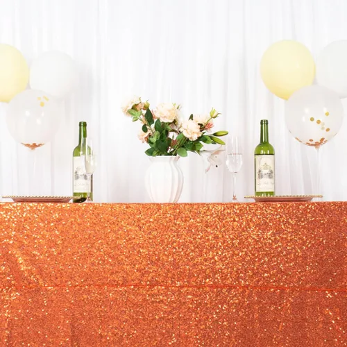 Miniatura 8 de DUOBAO Manteles redondos de lentejuelas naranjas de 72 pulgadas, manteles de lentejuelas para bodas, manteles de lentejuelas redondas, cubierta