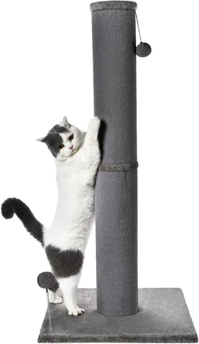Cat Craft Poste rascador para gatos de 41 pulgadas para gatos de interior, poste rascador alto para gatos, rascador de alfombra con juguetes Gris