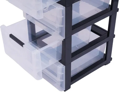 Miniatura 8 de Cómoda de plástico para dormitorio, organizador de 5 cajones, armario de almacenamiento vertical moderno para ropa, torre de almacenamiento alta