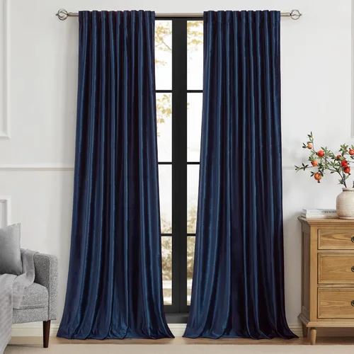 Miniatura 21 de PRIMROSE Cortinas de terciopelo champán de 63 pulgadas de largo para sala de estar, juego de 2 paneles opacos, bolsillo para barra, pestaña trasera