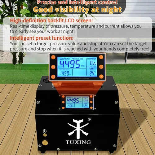 Miniatura 7 de TUXING Compresor de Aire PCP 4500Psi, Compresor de Alta Presión con Parada Automática, Equipado con Sistema de Refrigeración por Agua, para Carga