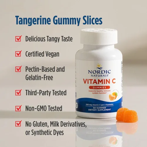 Miniatura 4 de Gomitas de vitamina C de Nordic Naturals, las gomitas masticables de mandarina proporcionan la dosis diaria de los nutrientes esenciales