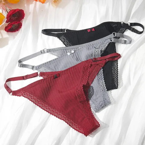 Miniatura 7 de Aijolen Tanga de algodón para mujer, ropa interior ajustable para mujer, bragas de cintura baja para mujer, no se ven