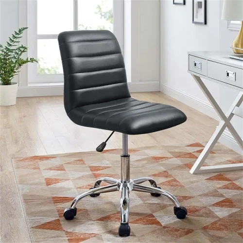 Miniatura 2 de Hawthorne Collections Silla de oficina giratoria de escritorio para computadora con respaldo medio sin brazos en negro