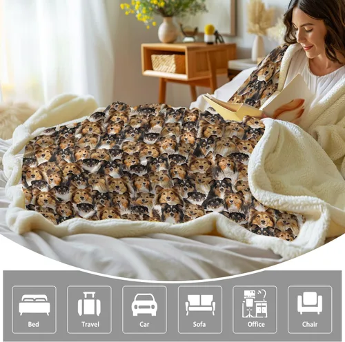 Miniatura 4 de BlessLiving Shetland - Manta mullida de perro pastor para niños y adultos, manta de forro polar con diseño de perro pastor Shetland, manta sherpa
