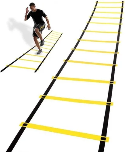 Miniatura 4 de Escalera de agilidad Juego de entrenamiento de velocidad: 8 peldaños 4 M Equipo de entrenamiento de fútbol para niños con 12 conos, bolsa
