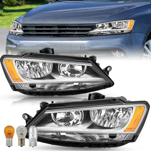 Miniatura 8 de TUSDAR Juego de montaje de faros delanteros para Volkswagen Jetta MK6 OE 2011-2018, faros delanteros laterales del conductor y del pasajero, carcasa