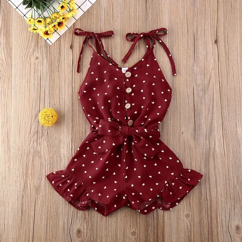 Miniatura 2 de Enterizo con tirantes y estampado de corazón para bebé y niña pequeña, ropa de vacaciones, traje de verano para niños