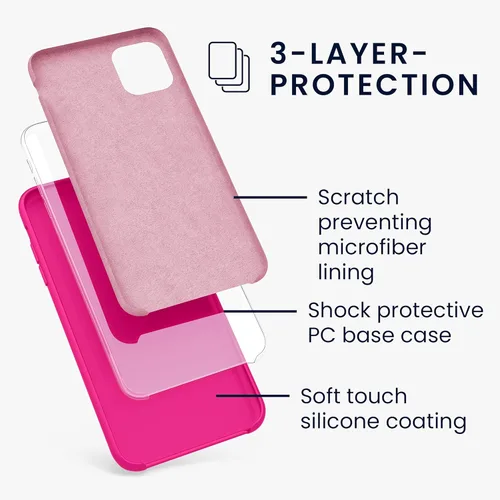Miniatura 2 de kwmobile Funda compatible con Apple iPhone 11 - Funda de silicona TPU con acabado suave - Rosa neón