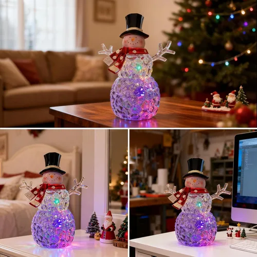 Miniatura 6 de Adornos de muñeco de nieve de Navidad, globos de nieve de Navidad, muñecos de nieve con música LED, decoración de muñeco de nieve de 9 pulgadas