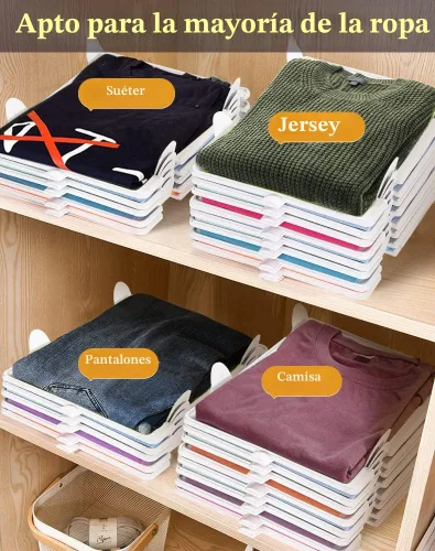 Miniatura 5 de Accenter Organizador de Camisetas para Almacenamiento de Ropa, Organizador de Armario Apilable con Fácil Acceso, Tabla para Doblar Camisas