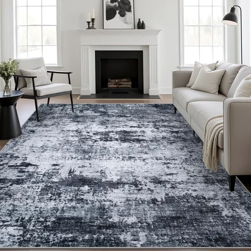Miniatura 13 de Alfombra lavable de 2 x 3 pulgadas, alfombra de entrada: lavable, moderna, abstracta, suave, fina, antideslizante, resistente a las manchas