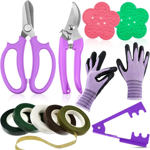 Miniatura 7 de Kit de arreglo floral WILLBOND, herramienta para pelar espinas de rosas de San Valentín, tijeras de poda de jardín, tijeras, removedor de espinas