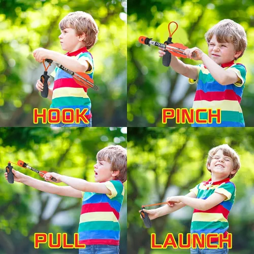 Miniatura 7 de VATOS Juguetes lanzadores de tirachinas para niños, cohete de espuma Sky Scream con 2 paquetes y 1 lanzador Dispara hasta 250 pies de actividad