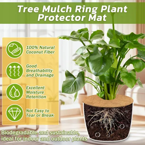 Miniatura 3 de Legigo 20 piezas Anillo de mantillo de fibra de coco, protector de árbol de 11.8 pulgadas, anillo de protección natural de coco para plantas