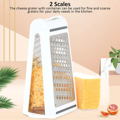Miniatura 2 de HYWHUYANG Rallador de queso, rallador reversible de caja con dos lados, rallador de alimentos con recipiente de almacenamiento, herramienta