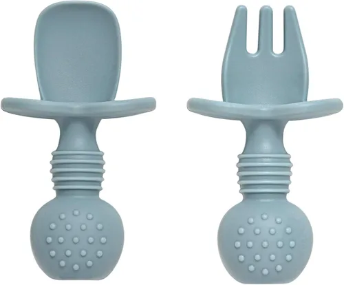 Miniatura 4 de Eascrozn Juego de Cucharas y Tenedores de Alimentación para Bebés, Paquete de 6 Utensilios de Silicona para Niños Pequeños de Primera Etapa