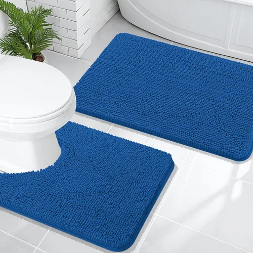 Miniatura 246 de OLANLY Juego de alfombras de baño de 2 piezas, alfombras de baño de chenilla suave y absorbente y alfombra de contorno en forma de U para inodoro