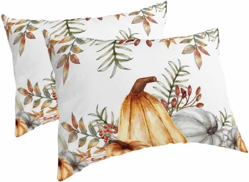 Fundas de almohada de Acción de Gracias, tamaño Queen, 2 paquetes de fundas de almohada suaves para sofá, sofá de cuerpo largo, funda de cojín
