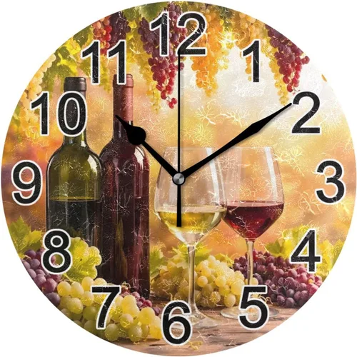Miniatura 9 de Reloj de pared con azulejos de limones mediterráneos, sin tictac, silencioso, reloj de cocina grande, funciona con pilas, 10 pulgadas