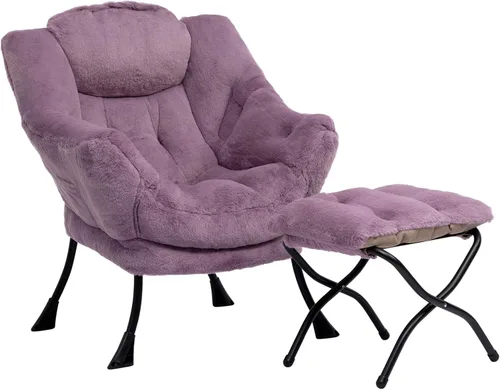 Miniatura 46 de HollyHOME - Silla perezosa con reposabrazos y bolsillo lateral, cómoda silla de sala de acento, sofá de ocio para sala de estar, recámara