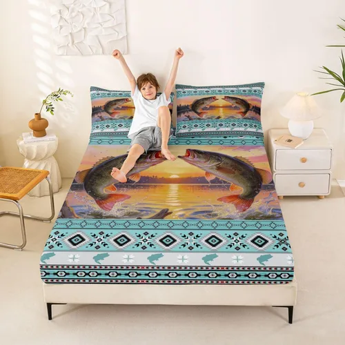Miniatura 9 de Erosebridal Southwestern - Sábanas de cama bohemias aztecas, tamaño individual, sábanas hippie de cachemira, ropa de cama de estilo exótico, funda