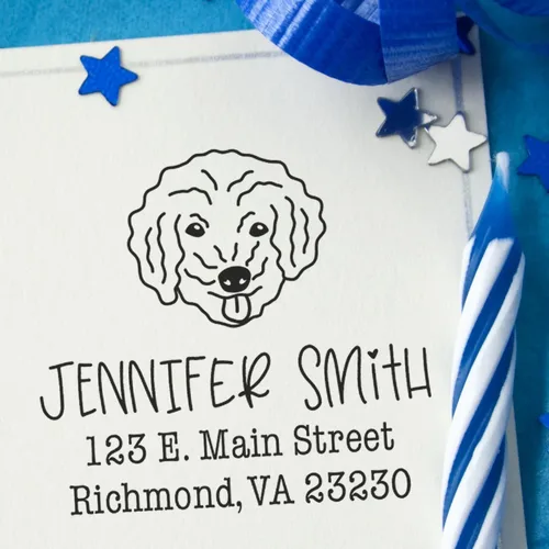 Miniatura 37 de Sello de dirección personalizado Basset Hound – Sello personalizable con nombre y dirección para sobres, ideal para amantes de los perros