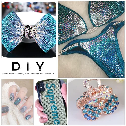 Miniatura 4 de 3792 diamantes de imitación con parte trasera plana para manualidades, piedras preciosas de cristal para uñas, diamantes de imitación brillantes