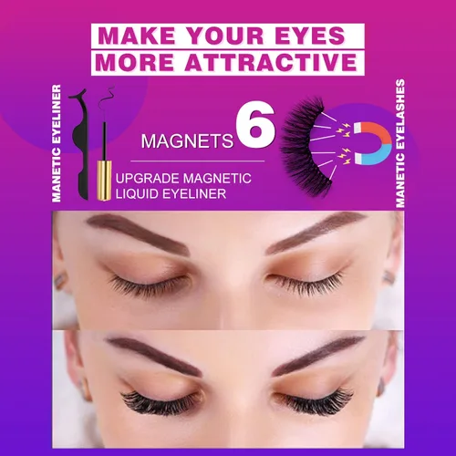 Miniatura 5 de Royaomis 10 pares de pestañas magnéticas con delineador de ojos, pestañas magnéticas de aspecto natural, kit de pestañas magnéticas, los últimos Moda