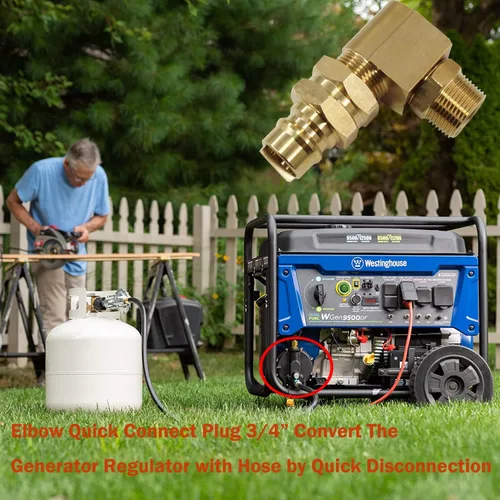Miniatura 2 de MENSI Adaptador de codo de enchufe de conexión rápida de manguera natural NPT X 3/4 de 3/4 pulgadas para generador de combustible doble, regulador
