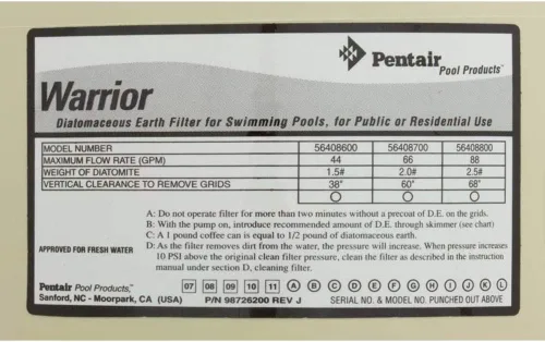 Miniatura 3 de Pentair 190041 Conjunto de tapa de almendra de repuesto Warrior Pool and Spa D.E. Filtro