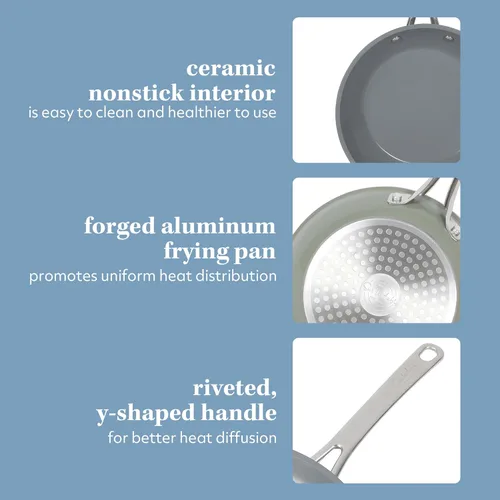 Miniatura 5 de Sur La Table Kitchen Essentials - Sartén de 8 pulgadas, sin PFA, de cerámica, de titanio, antiadherente, de aluminio forjado, color verde