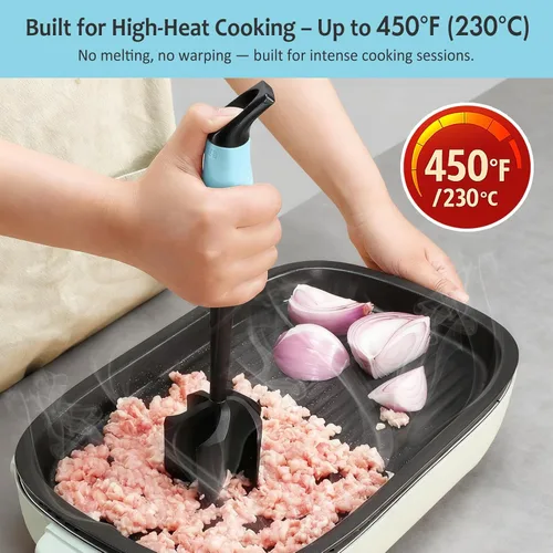 Miniatura 3 de Ourokhome Picador de carne y triturador de papas, triturador de carne molida de nailon resistente al calor para hamburguesas, 5 cuchillas curvas