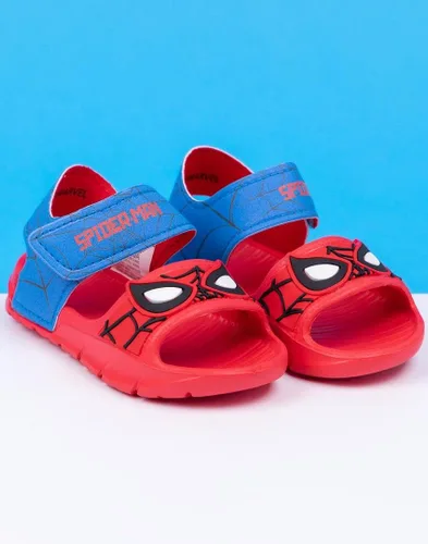 Miniatura 6 de Marvel Sandalias Spider-Man para niños, deslizadores de superhéroes con correa de apoyo para niños pequeños, calzado rojo y azul