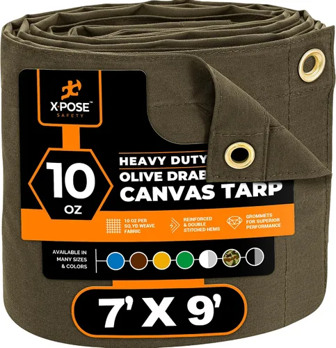 Miniatura 11 de Xpose Safety Lona de Lona - Lonas de Lona Verde de 10oz Resistentes al Agua con Ojales de Latón - Lona Multiusos para Exteriores para Campamento