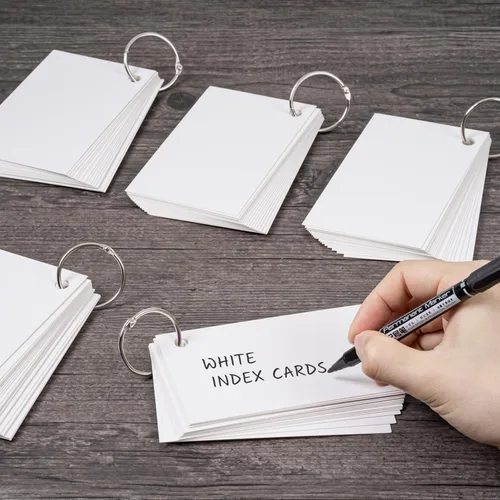 Miniatura 5 de Tarjetas de índice, 600 tarjetas flash perforadas de 3 x 5 pulgadas con 12 anillos organizadores, tarjetas blancas para estudiar, tarjetas de notas