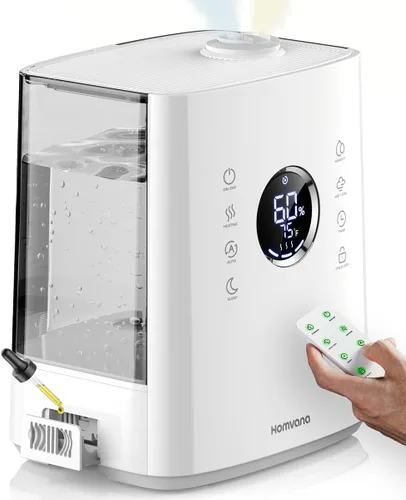 Homvana Humidificadores para dormitorio, habitación grande, 6.5 L de llenado superior, cálido y fresco, humidificador ultrasónico de niebla