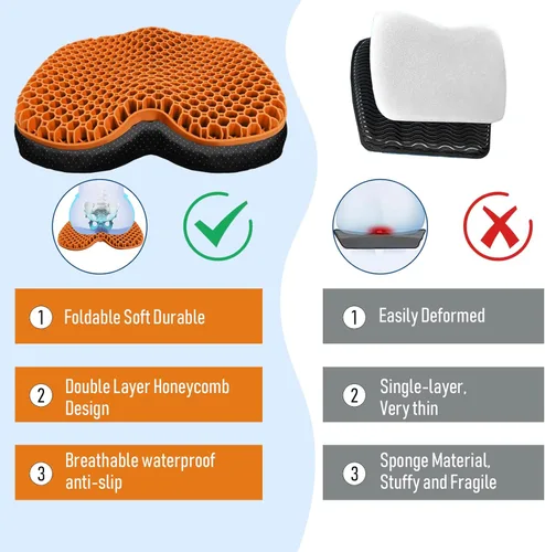Miniatura 4 de Cojín de asiento de kayak, asiento de kayak de gel grueso antideslizante impermeable, almohadilla de goma portátil para remo de canoa para estadio