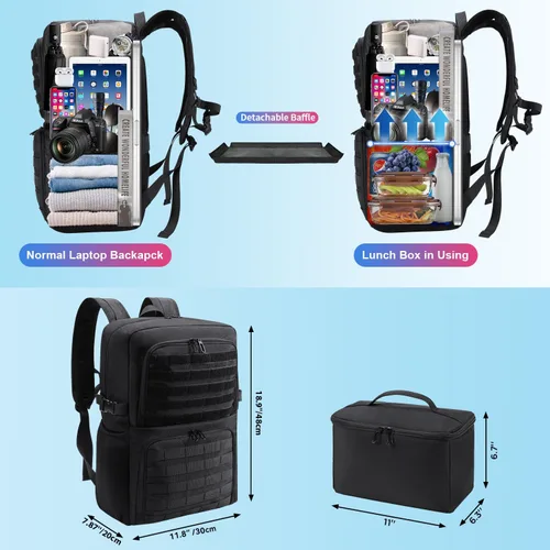 Miniatura 2 de BERTASCHE Mochila de almuerzo, mochila para laptop de 15.6 pulgadas, mochila de trabajo con hielera aislada para hombres y mujeres, mochila táctica