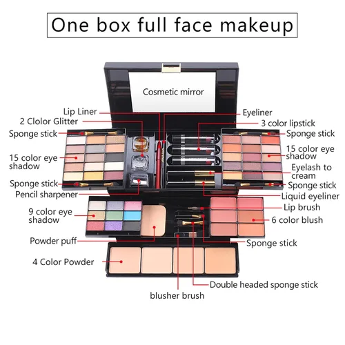 Miniatura 3 de Pure Vie Kit de maquillaje todo en uno para vacaciones, set de regalo cosmético esencial para principiantes que incluye paleta de sombras de ojos