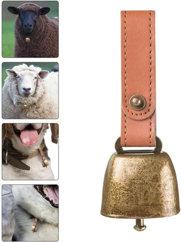 Miniatura 7 de 1 collar de perro, campanas de hierro para vaca, hacedores de ruido, perro de campo, vaca, oveja, ganado, campana con correa de botón de cuero