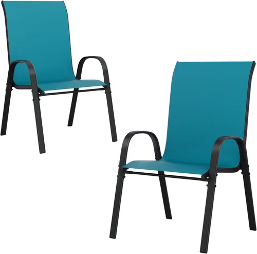Miniatura 12 de UDPATIO Patio Chairs Set of 2, Stackable Silver Outdoor Dining Chairs with High Back, Breathable Textilene Fabric Outdoor Chair All Weather, for