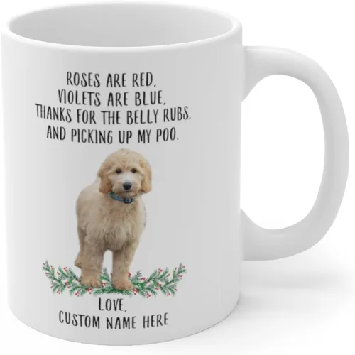 Miniatura 3 de Funny Goldendoodle Yellow Roses Are Red Violets Are Blue - Taza de café blanca con nombre personalizado de Navidad 2024, 11 onzas