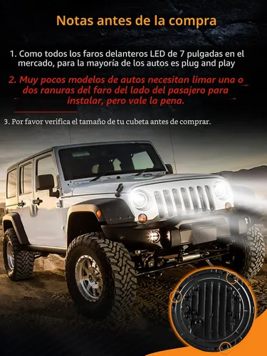 Miniatura 6 de UNI-SHINE J003T - Par de faros delanteros led de 7 pulgadas, color ámbar y blanco, ojos de ángel, homologado por DOT y E-Mark, haz de luz alta
