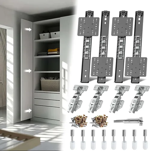 Miniatura 12 de Rieles para Puertas Corredizas de Bolsillo, Riel para Puerta Corrediza de Bolsillo para Gabinete, Bisagra para Puerta de Bolsillo, Herrajes