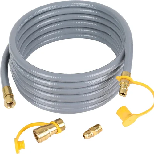 ATKKE Manguera de parrilla de gas natural ID de 3/8 pulgadas con accesorios de conexión rápida, manguera de GLP de baja presión para Weber,