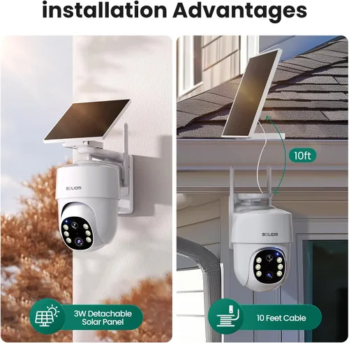 Miniatura 5 de SOLIOM - Verdaderas cámaras de seguridad HD de 5 MP inalámbricas para exteriores, cámara complementaria, alimentada por energía solar, seguimiento